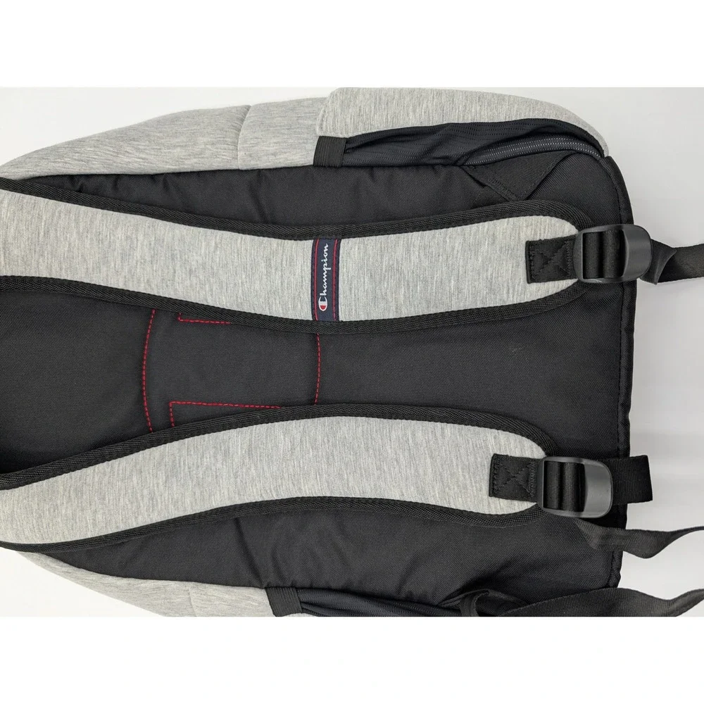 Champion Backpack Gray Jersey Knit Logo School Travel Bag One Size